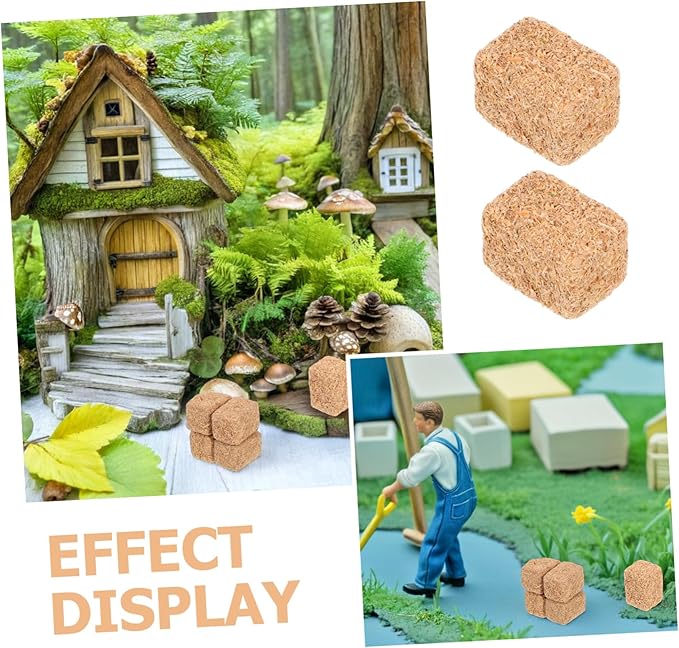 Miniature Faux Straw Bales 4Pcs Simulated Haystack Decor for Autumn Harvest Scene for DIY Farm Decor and Seasonal Display