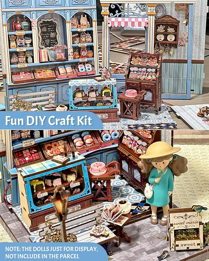 CUTEBEE Book Nook Kit - DIY Miniature House Bakery Patisserie Dollhouse Kit for Adults, Booknook Tiny House Bookshelf Decor 3D Wooden Puzzle, Gifts for Family, Friends (Sweet Marie)