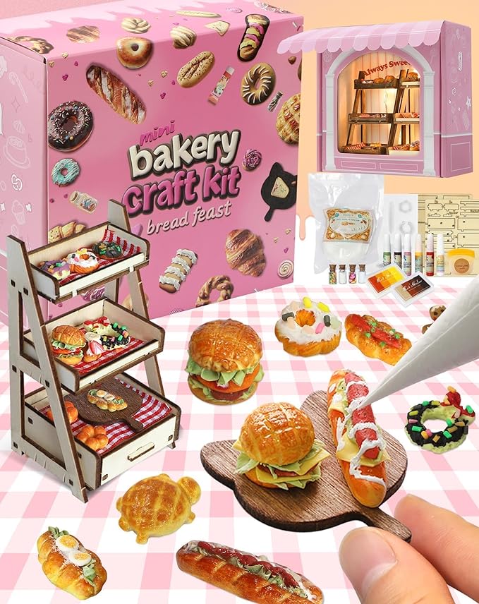 iLAND Air Dry Clay for Kids Teen Craft for Girls 8-12 Arts and Crafts for Kids Activities Modeling Clay Kit of Miniature Food DIY Crafting Birthday Gifts for Girl Ages 9 10 11 Christmas Ideas Creative