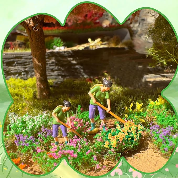Warmtree Hand Torn Model Grass Tufts Flower Cluster for Miniature Scenery Applicable for N & HO Scale for Train Layouts,Diorama Supplies,and Architectural Models (Yellow)