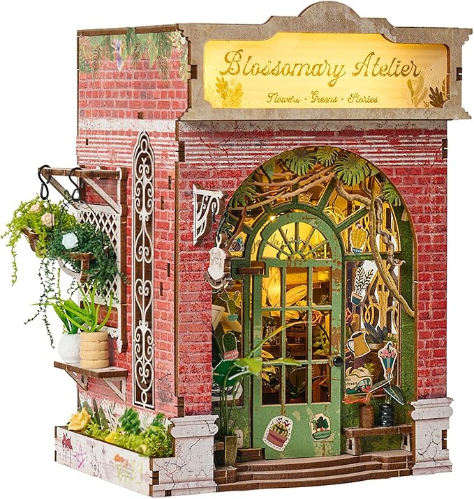 Book Nook Kit，DIY Miniature Dollhouse Kit for Adults and Teens，3D Wooden Tiny House for Family and Friends，Bookshelf Decor in Halloween/Christmas（Book Store） (Red Cottage)