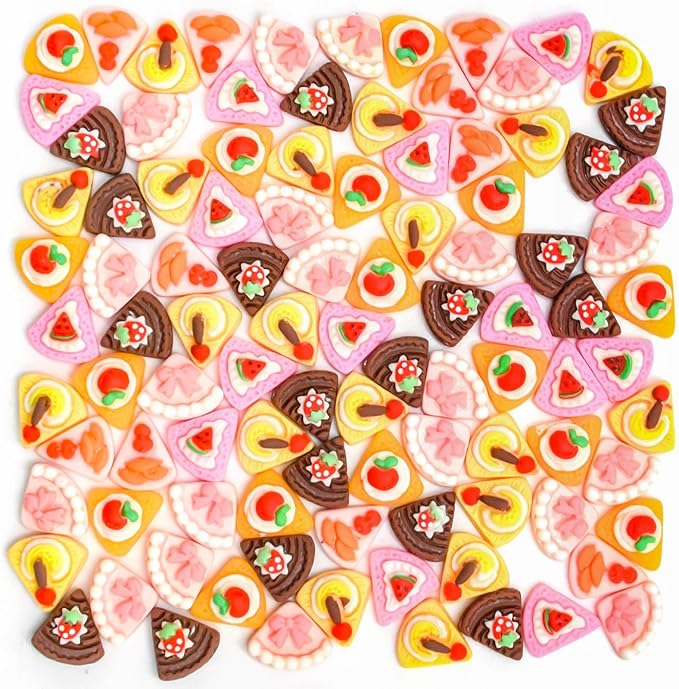100 Pieces Mini Cake for Dollhouse Miniatures Mini Food for Crafts Tiny Resin Things for Dollhouse Mini Kitchen Micro Landscaping Decoration