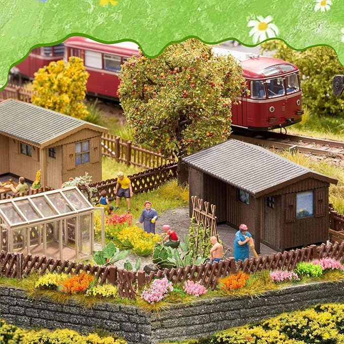 Warmtree 10 Colors, 40 Pcs Miniature Colorful Flower Cluster Self Adhesive Flower Static Grass Tufts for Train Landscape Railroad Scenery Sand Military Layout Model Miniature Bases Diorama Supplies