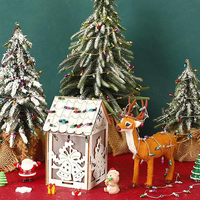 Jansun 32.8Feet Dollhouse Fake Lights String, Miniatures Dollhouse Christmas Lights String Decorations for Doll House Miniature Furniture Crafts Accessories Christmas Holiday Wedding Party Decor