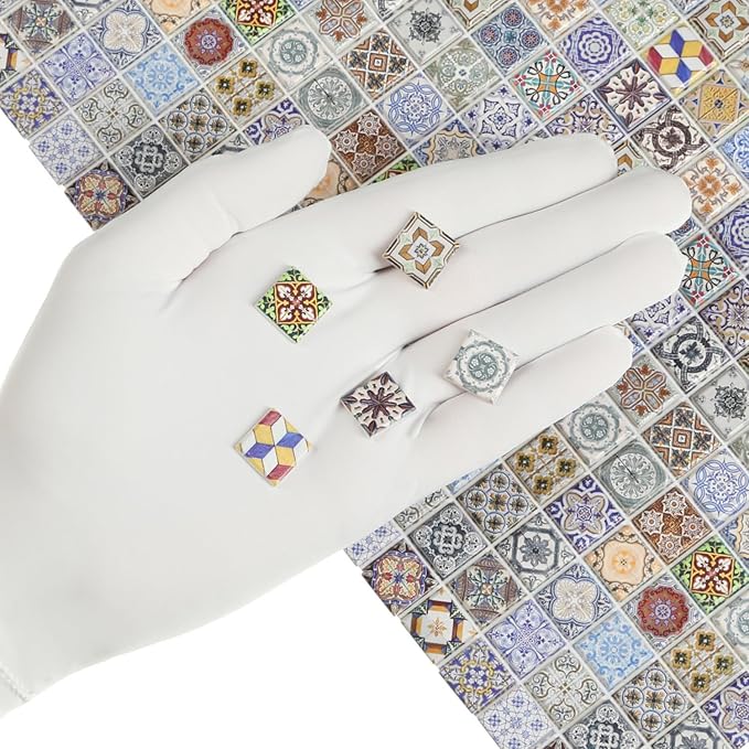 150 pcs, Dollhouse Flooring, 1:12 Scale Doll House Tiles, Miniature Checkerboard Floor, REDUCIO! (Colorful Azulejo Mosaic)