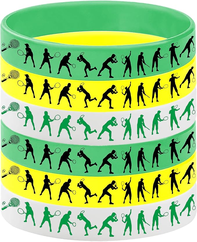 ATSMOICY 24PCS Tennis Rubber Bracelets -Tennis Party Supplies Sports Birthday Weeding Tennis Silicone Wristbands Party Favors