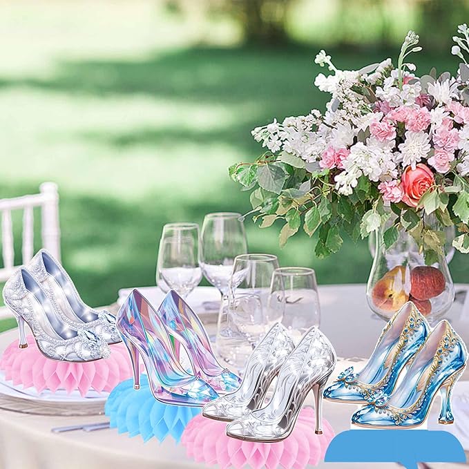 High Heel Honeycomb Centerpieces Crystal High Heel Party Decorations 12PCS Crystal Shoes Birthday Centerpieces Glass Stiletto Heels Table Decor for Wedding Bachelorette Party Supplies