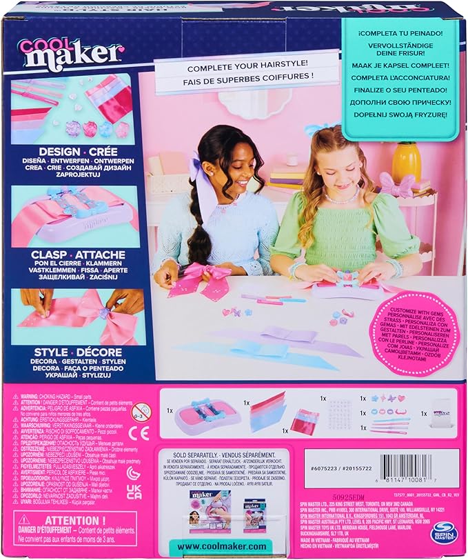 Cool Maker, Hair STYL’d Bow Maker, Make & Remake 4 Bows, Hair Accessories Arts and Crafts Kit, Kids Toys for Girls Ages 6 and up
