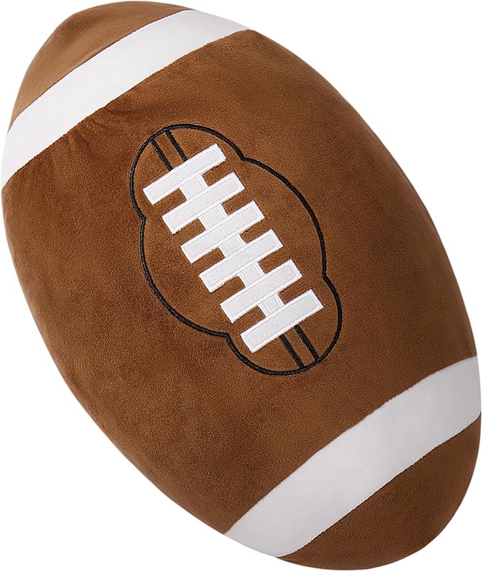 OurHonor Football Plush, 18" Soft Football Stuffed Throw Pillow, Fluffy Cute 3D Stuffed Ball Indoor Outdoor Plushies Decoration, Games Sports Toy Gifts for Boys and Girls