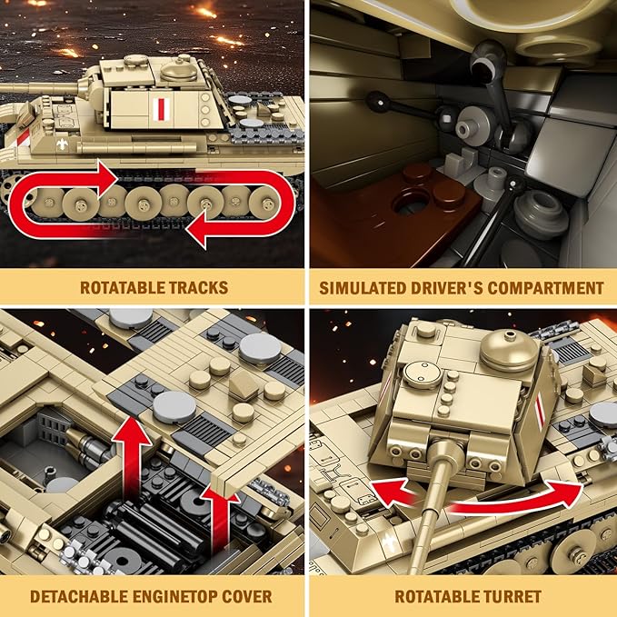 Reobrix Pudel Tank Building Block Set for Adult, WW2 Military German Tank Model Set 77034, World of Tanks Authorized Products MilitaryToys Building Set for Military Fans Boys Kids Age 14+ (969PCS)