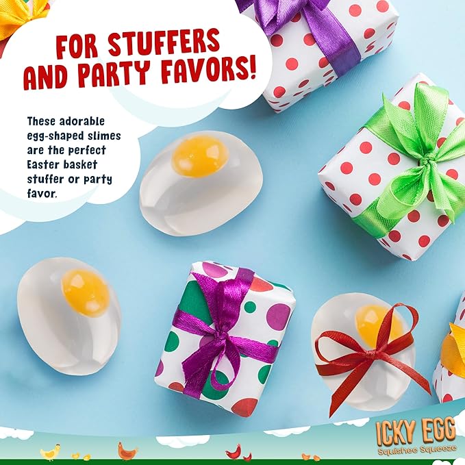 Squishy Ball Eggs Clear Egg Yolk Fun Squeeze Toys Stress Toys for Kids Easter Basket Fillers Squishy Funky Eggs Birthday Party Favors Pack of 4 Squishy Eggs