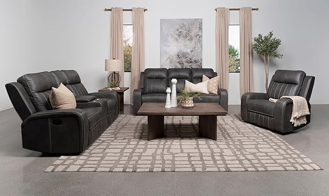 Coaster Home Furnishings Raelynn 3-Piece Upholstered Reclining Sofa Set Grey 603191-S3