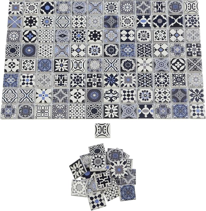 150 pcs, Dollhouse Flooring, 1:12 Scale Doll House Tiles, Miniature Checkerboard Floor, REDUCIO! (Midnight Mosaic)