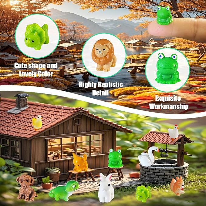 36Pcs Mini Resin Animals Figures Miniature Animal Figurines Tiny Animals Set for Home Decor and Garden Decoration & Collectibles