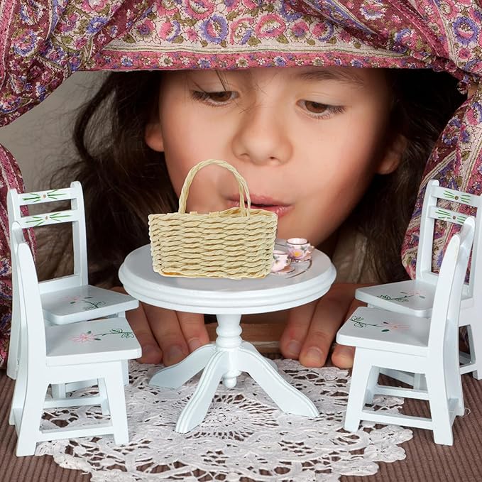 Kisangel 12 Scale Woven Dollhouse Accessory, Miniature Furniture Ornament for Dollhouse Scene and Home Decoration