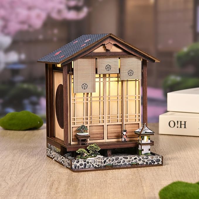 Book Nook Kit - DIY Miniature House Kit for Adults and Teens, Booknook Tiny Japanese Dollhouse Kit Bookshelf Decor 3D Wooden Puzzle, Gifts for Family, Friends