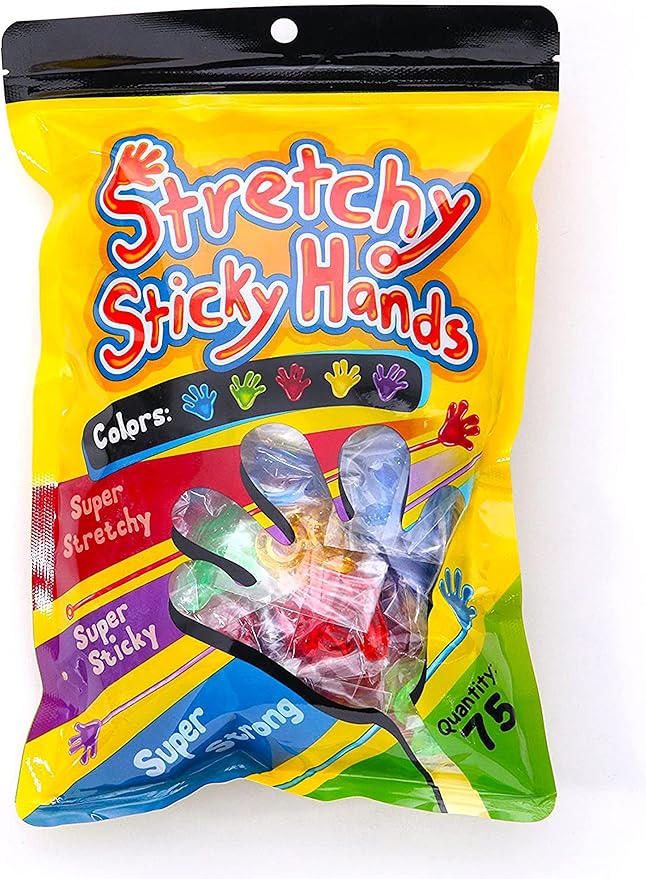 75 Pcs Bulk Sticky Hands for Kids - Slappy Slap Little Small Hands Sticky Toy - Goodie Bags Stuffers Party Favors for Birthday, Treasure Box, Hand Game 4-8, 8-12 - Easter Basket Fillers