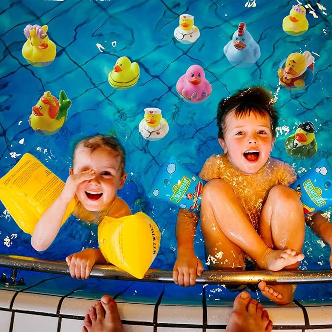 30 Pack Rubber Duck for Jeeps Ducking - 2" Bulk Floater Duck for Kids - Baby Bath Toy Assortment - Party Favors, Birthdays, Bath Time, and More (30 Varieties)