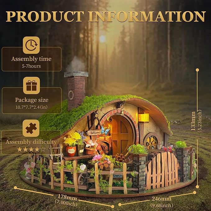 Miniature House Kit - Forest-Themed DIY Dollhouse Kit | Blind Box Design, Stress-Relief Craft, 3D Wooden Puzzles for Adults - The Magic Ring House (SQ-59)