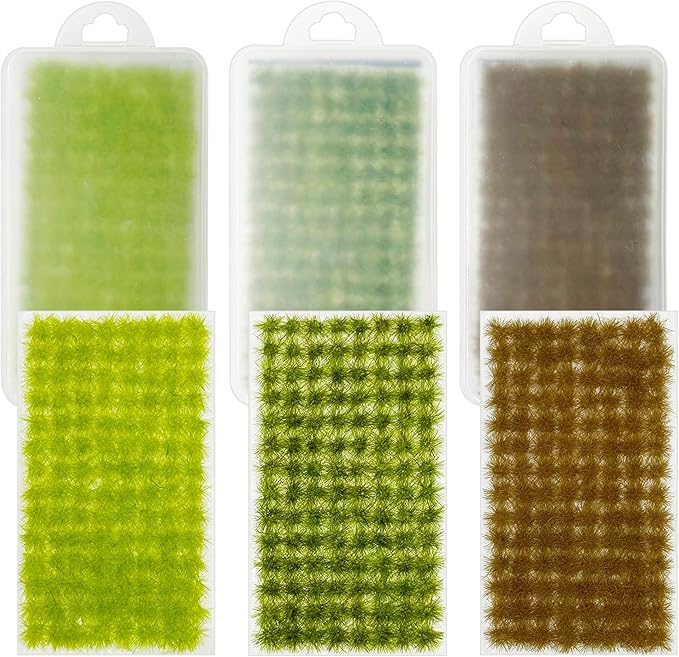 Cayway 312 PCS Static Grass Tuft 3 Color Model Railway Artificial Miniature Terrain Kit for DIY Model Railway Fairy Garden Diorama Scenery