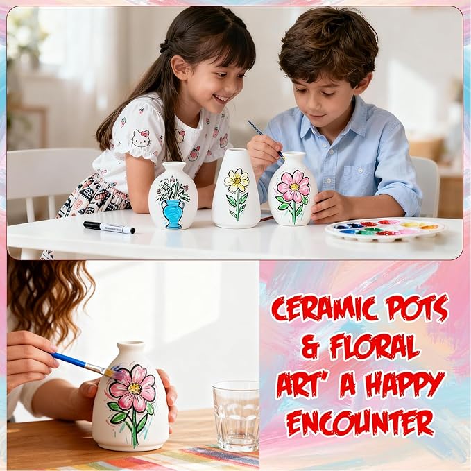 Paintable Vase Set of 10 White Small Bud Vases for Flowers, Clay Vase Bulk for Wedding Decorations Pampas Grass Centerpieces, Boho Mini Ceramic Vases for DIY Painting Home Dining Table Decor