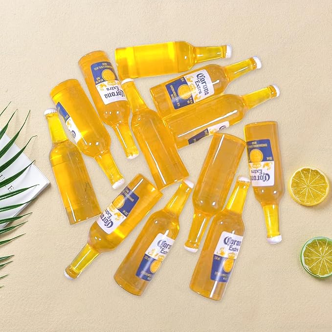 12Pcs 1:12 Scale Mini Miniature Bottles Wine Bottles miniverse Make it Mini Food Mini House Drink Accessories Dollhouse Decoration (12pcs Yellow)