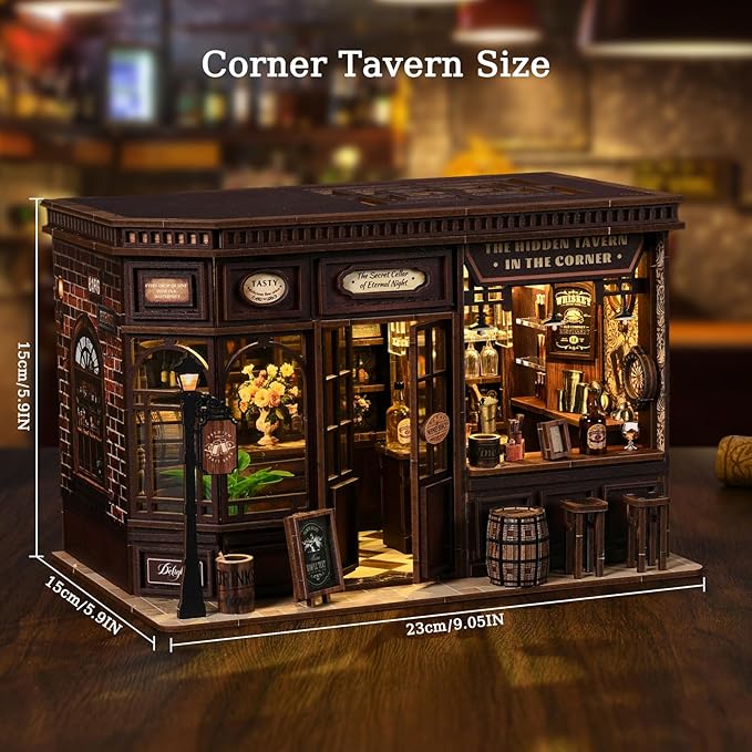 Book Nooks for Adults, DIY Miniature Dollhouse Book Nook Kit, Model Kits Craft Kits for Adults, 3D Wooden Puzzle Book Nook Craft Bookshelf Decor, Adult Craft Kits Gift with Led Light