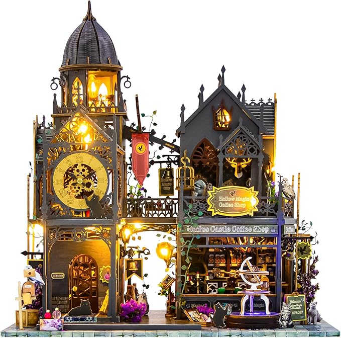 DlY Miniature Dollhouse kit, Dollhouse Kit, Miniature House Kit with Music Box, Original House Kit, Magic Bookstore, for Adults and Teens for Family and Friends. （L2401）