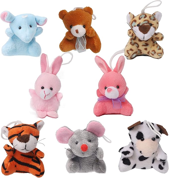 Juegoal 26 Pack Christmas Mini Animal Plush Toy Set, Cute Small Stuffed Animal Keychain Set, Goodie Bag Fillers, Carnival Prizes for Kids, Assortment Kid Valentine Gift Easter Egg Filter Party Favors