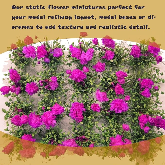 Woohome Flower Cluster Flower Vegetation Groups Grass Tufts Miniature Static Scenery for DIY Architecture Building Model Railway Train Diorama Garden Scenery Landscape Layout (Violet, Rose)