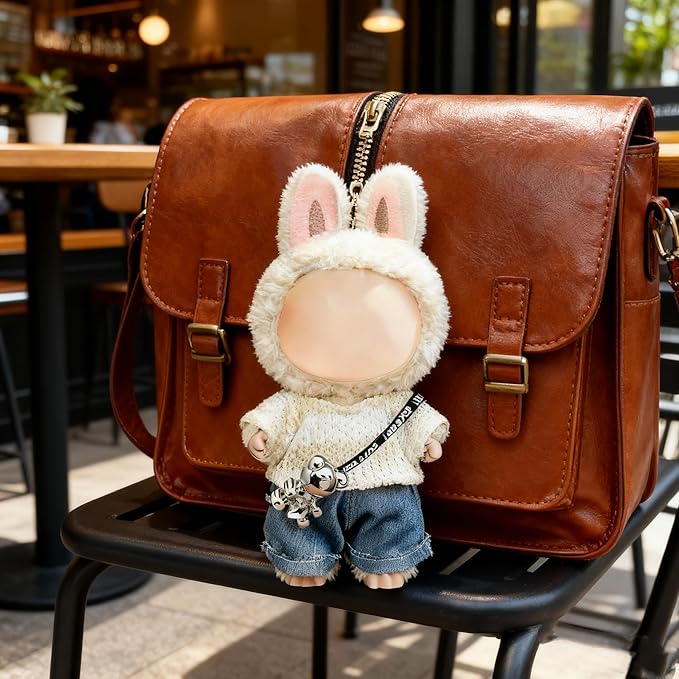 17cm Doll Clothes (NO Doll), Cute and Premium Dolls Outfit Accessories with Sweater + Denim Jeans + Pants (White Kawaii)