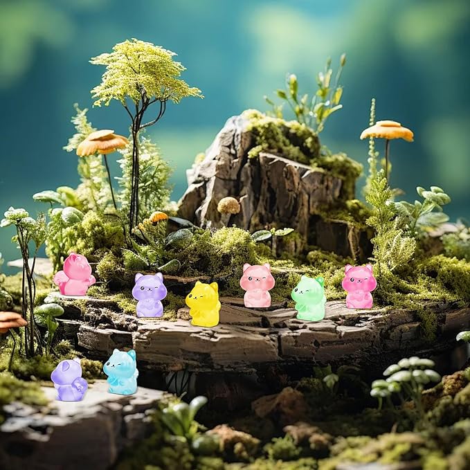 24 Pieces Mini Squirrel Decor for Crafts Dollhouse Luminous Mini Resin Animals for Dollhouse Micro Fairy Garden Landscape Plant Pots