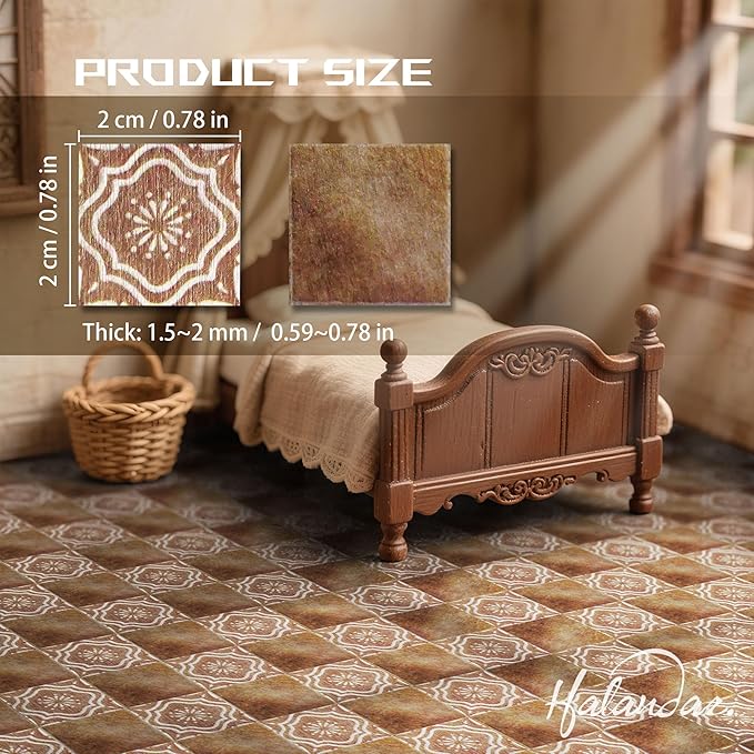 Dollhouse Flooring Tiles on 1/12 1/6 Scale Miniature Decor Accessories 128pcs Double-Sided