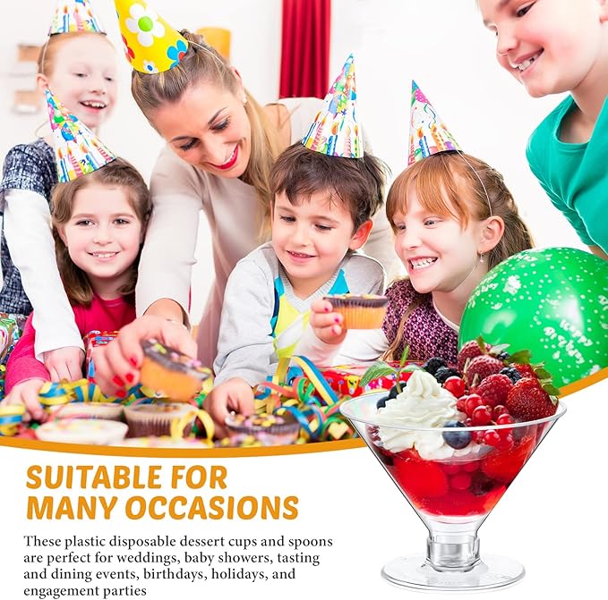 Yinkin 150 Pcs 5 oz Plastic Martini Glasses Disposable Clear Cocktail Dessert Parfait Glasses Unbreakable Mini Martini Cups for Wedding Party Bowl Wine Ice Cream (Stemless)