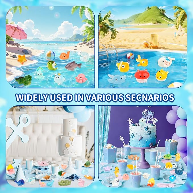 50 PCS Mini Sea Animals Figurines Tiny Resin Ocean Animal Mini Plastic Ocean Animals for DIY Miniature Scenes Dollhouse Birthday Party Decoration, Fish Tank Aquarium