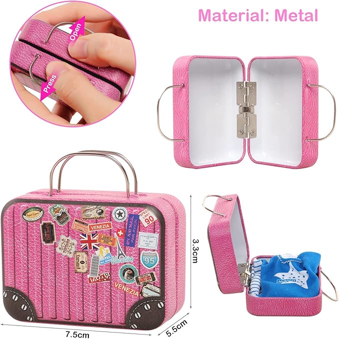 BARWA 32 Pcs Doll Suitcase Luggage Travel Clothes and Accessories for 11.5 inch Girl Doll Travel Carrier Storage, Including 1 Luggage 1 Suitcase 23 Travel toiletries 5 Dresses 1 Puppy 1 Computer…