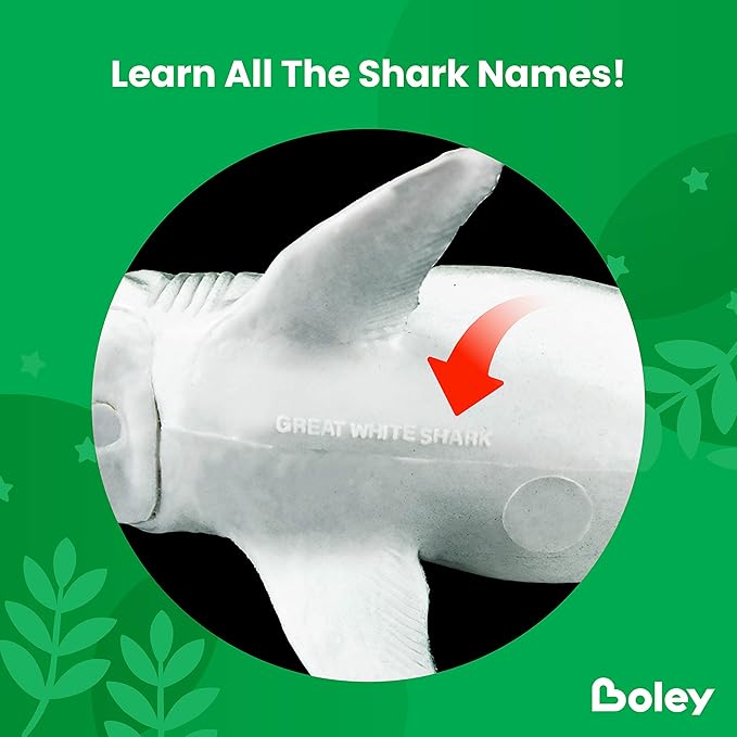 Boley Shark Toys - 8 Pack 10" Long Soft Plastic Realistic Shark Toy Set - Toddler Sensory Toys and Birthday Party Favors for Kids