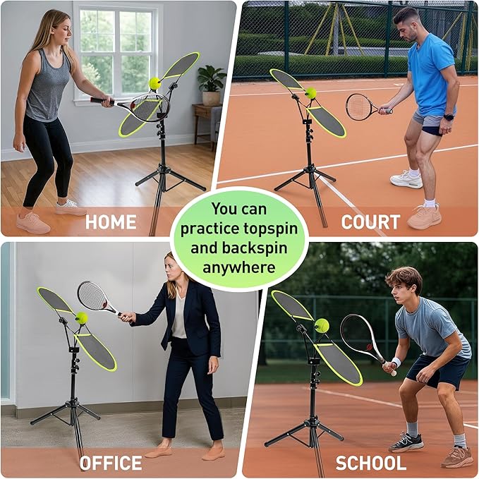 WAOPSO Tennis Topspin Trainer,Tennis Training Aids for Topspin & Backspin Practice, Portable Tennis Training Equipment for Home, Court&Office Use