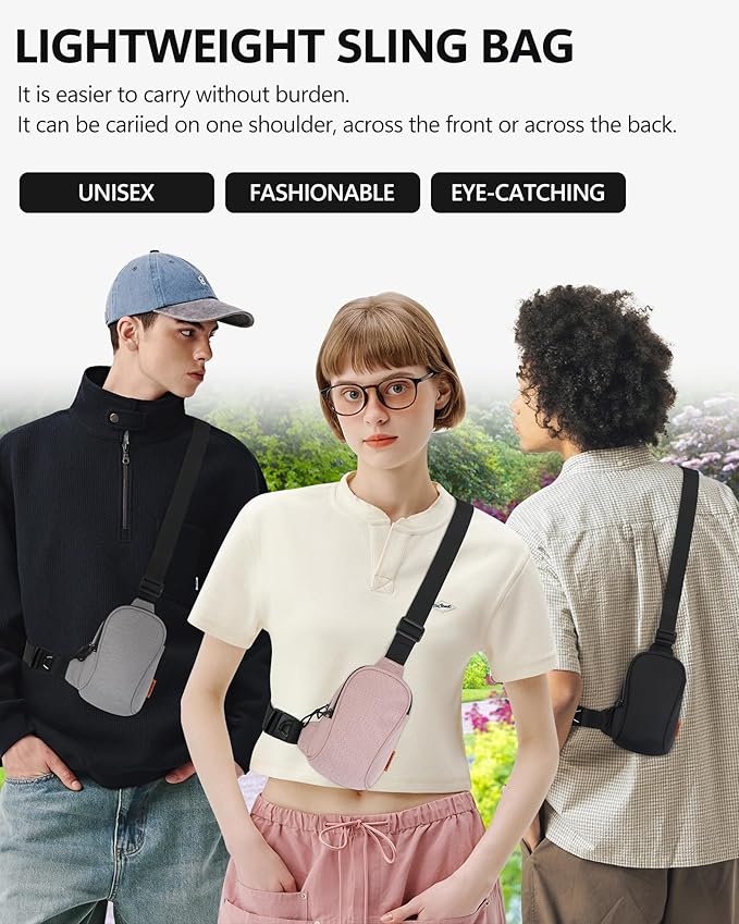 Peicees Sportswear Essentials Small Crossbody Bag for Men Women Mini Sling Bag Travel Running Phone Daypack Cross Body Shoulder Bags, Pink