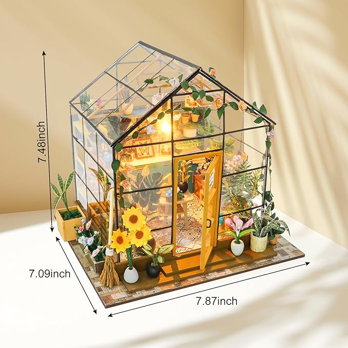 GuDoQi DIY Miniature Dollhouse Kit, Tiny House kit with Furniture, Miniature House Kit 1:24 Scale, Handmade Gift for Birthday Easter Day, Sunshine Flower House