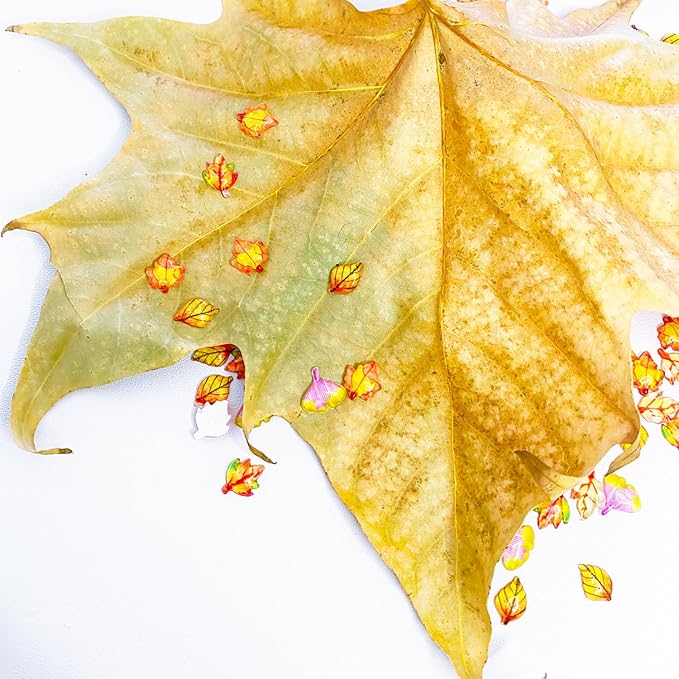 222 Pieces Mini Fall Leaves for Crafts Dollhouse Miniatures Tiny Maple Leaves Micro Fake Leaves Decor for Dollhouse Fairy Garden Micro Landscaping Decoration