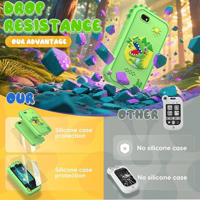 Kids Smart Phone Toys for Girls,Christmas Birthday Gifts for Girls Age 3-10 Kids Cell Phone Toys with 2.8" Touchscreen 20 Learning Games Dual Camera Music Player, 8G SD Card