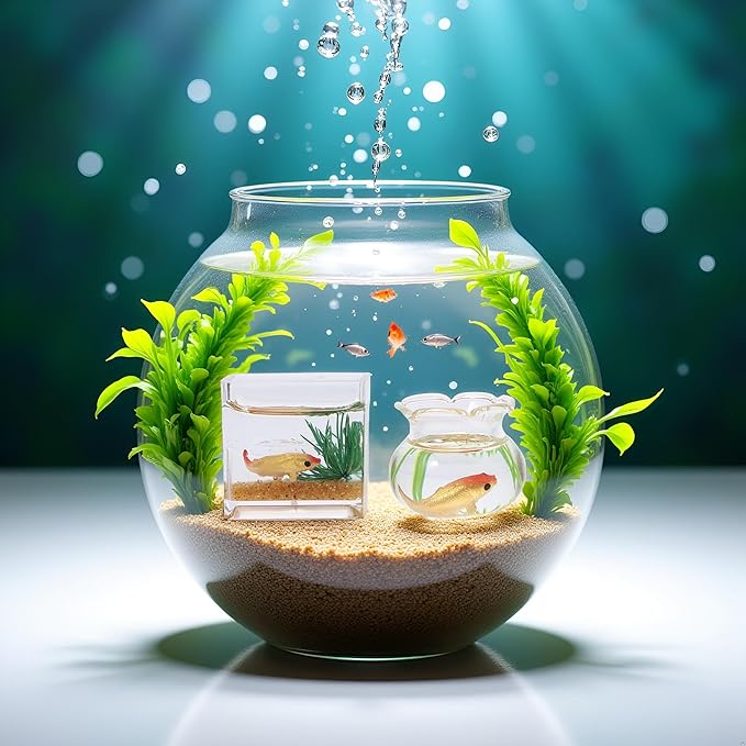 2Pcs 1/12 Scale Accessories Dollhouses Fish Tank，1: 12 Scale Miniature Fish Bowl Miniature Dollhouse Accessories for Garden Scene Decor Desktop Ornaments，Dollhouses Accessories，Dollhouse Décor
