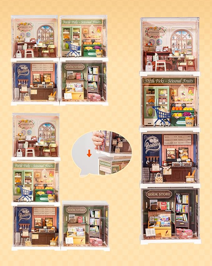 Rolife Super Creator Mini Series Fruits Shop, DIY Plastic Miniature Kits Retail Store Series, Mini Model House Building Set for Teens Aged 14+, DIY Crafts/Hobbies for Adults (Nature Energy Fruits)