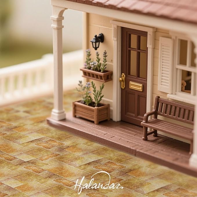 Dollhouse Flooring Tiles on 1/12 1/6 Scale Miniature Decor Accessories 32pcs Double-Sided