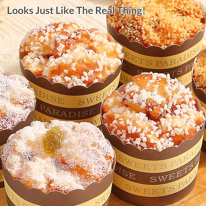 Joeabor Fake Cupcakes, Artificial Cupcakes for Display, Realistic Fake Food, Artificial Cake Fake Desserts Pastries for Decoration, Decorative Faux Cakes Set A 6 Pack