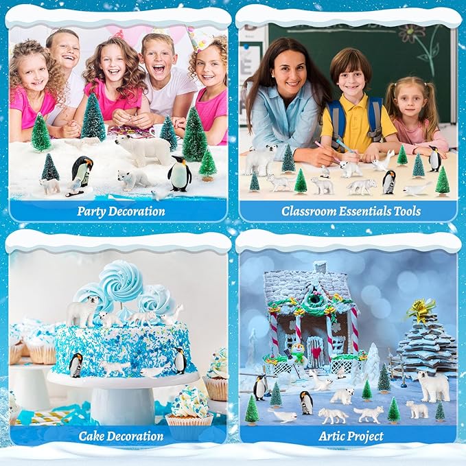 20 Pcs Arctic Animals Figurines Toy Sets Includes 10 Pcs Polar Animals Penguin Polar Bear Whale Miniature Antarctic Winter Toys Suitable for Children Teacher Class