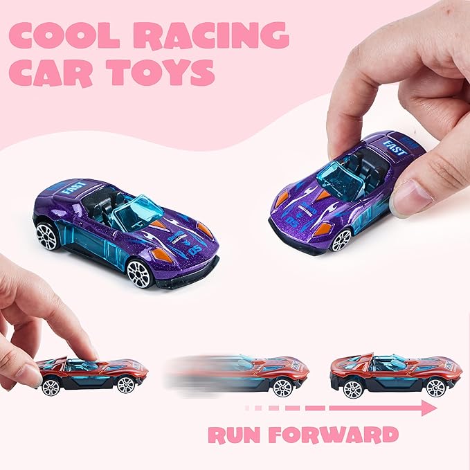 JOYIN 28 Valentines Day Gifts Cards with Die-Cast Racing Cars Vehicle for Kids School Classroom Exchange Party Favor Gift Supplies