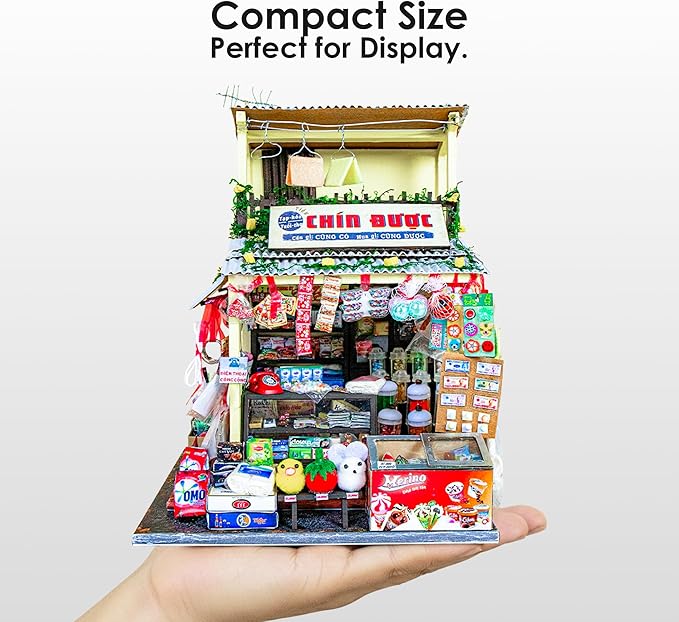 Vietnam DIY Miniature Kit - Asian Convenience Store, Noodle House, Bahn Mi Cart - Tiny Diorama Building Kits, Craft Hobby Gifts for Teens and Adults (DIY Miniature Asian Convenience Store)