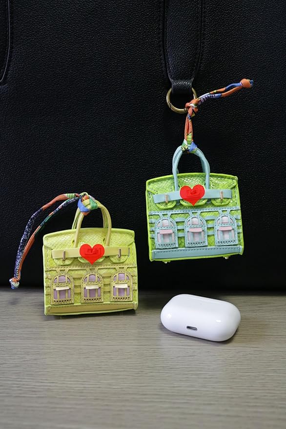 Buyborgood 2 PCS Women Mini Backpack Keychain Accessories Key Pouch Holder Coin Purse Bag Charm Wallet (LGreen + LYellow)